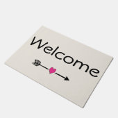 ようこそ矢印ピンクハートドアマット ドアマット (アングル)