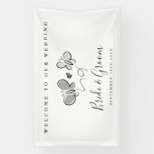 ようこそ私たちのおもしろいお洒落結婚披露宴 横断幕 (縦)