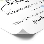 ようこそ私たちのゲストブック結婚の青いフローラに署名 ポスター (角)