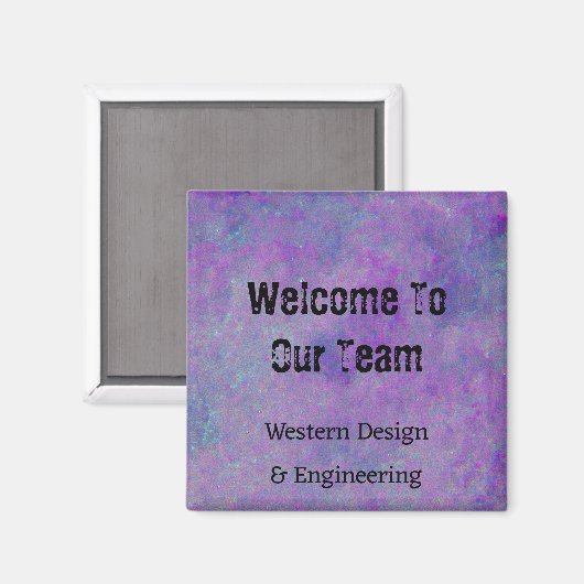 ようこそ私たちのチームPurple抽象芸術従業員 マグネット (正面/裏面)