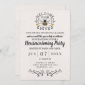 ようこそ私たちのハイブハニービー春引っ越し祝いパーティー 招待状 (正面/裏面)