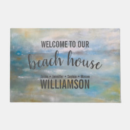 ようこそ私たちのビーチハウスカスタマイズ可能なドアマット ドアマット