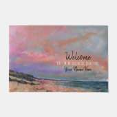 ようこそ私たちのビーチハウスビーチ絵画ズ ドアマット (正面)