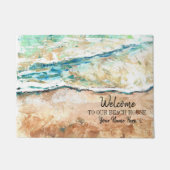 ようこそ私たちのビーチハウス抽象芸術ビーチアート ドアマット (正面)