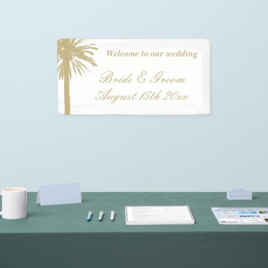 ようこそ私たちのビーチ結婚式エレガント結婚 横断幕 (トレードショー)
