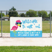 ようこそ私たちのプールフラミンゴ 横断幕 (インサイチュ)