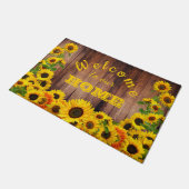 ようこそ私たちのホームイエローサンフラワーウッド素朴へ ドアマット (アングル)