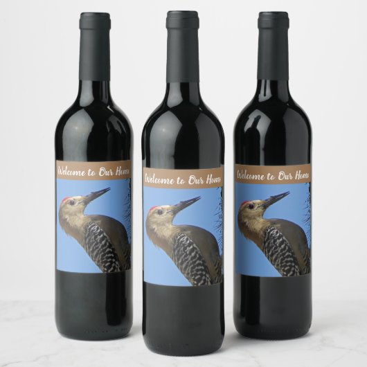 ようこそ私たちのホームサウスウェストレンタルウッドペッカー ワインラベル (ボトル)