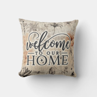ようこそ私たちのホームヴィンテージフローラ クッション