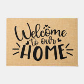ようこそ私たちのホーム引用文タイポグラフィ ドアマット (正面)