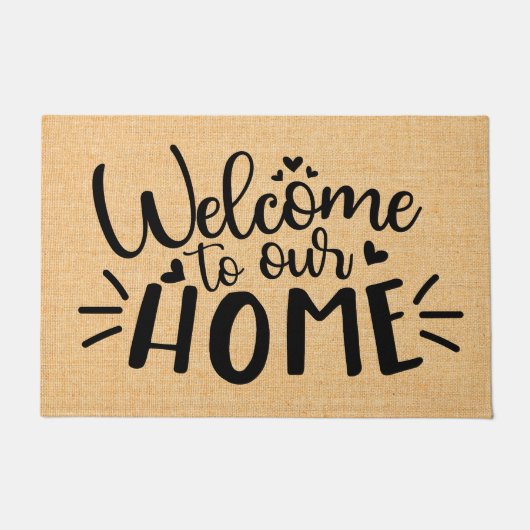 ようこそ私たちのホーム引用文タイポグラフィ ドアマット (正面)