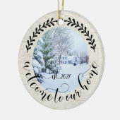 ようこそ私たちのホーム2フォトファームハウススタイルOrna セラミックオーナメント (左)
