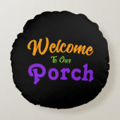 ようこそ私たちのポーチ/いつもの/ハロウィーン/ ラウンドクッション (正面)