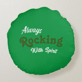 ようこそ私たちのポーチ/いつもの/緑/ ラウンドクッション