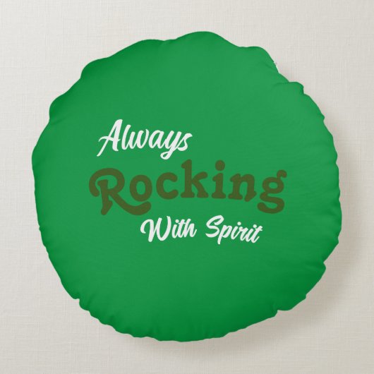 ようこそ私たちのポーチ/いつもの/緑/ ラウンドクッション (裏面)