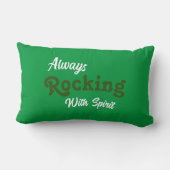 ようこそ私たちのポーチ/いつもの/緑/ ランバークッション (裏面)