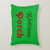 ようこそ私たちのポーチ/常に/クリスマスグリーン/ アクセントクッション (正面(垂直))