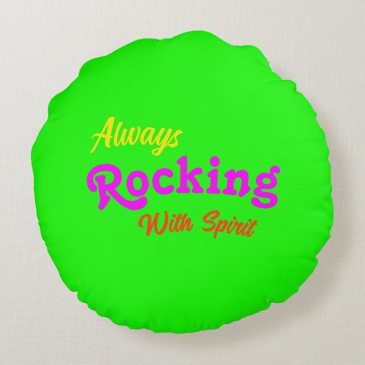 ようこそ私たちのポーチ/常に/ホットグリーン/ ラウンドクッション (裏面)