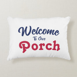 ようこそ私たちのポーチ/常に/赤白青/ アクセントクッション