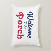 ようこそ私たちのポーチ/常に/赤白青/ アクセントクッション (正面(垂直))