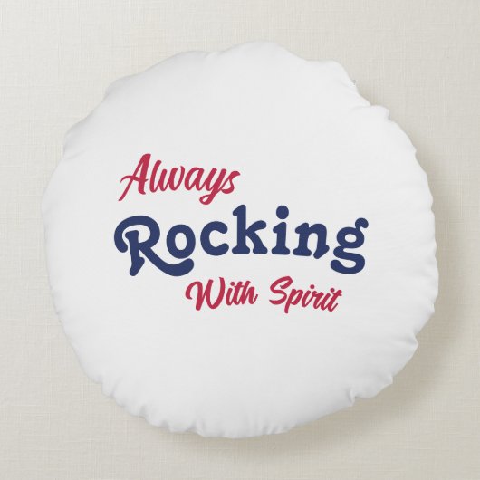 ようこそ私たちのポーチ/常に/赤白青/ ラウンドクッション (裏面)