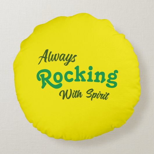 ようこそ私たちのポーチ/常に/黄色/ ラウンドクッション (裏面)