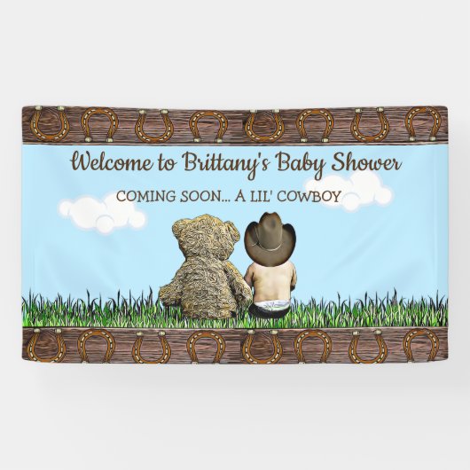 ようこそ私たちのリル'カウボーイエスニック男の赤ちゃん 横断幕 (横)