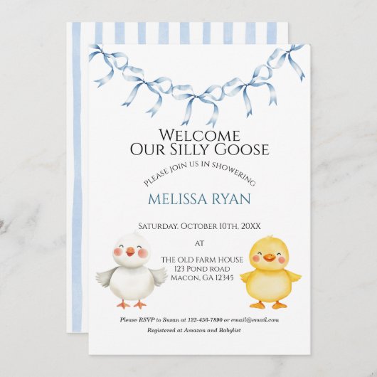 ようこそ私たちの小さなガチョウ 招待状 (正面/裏面)