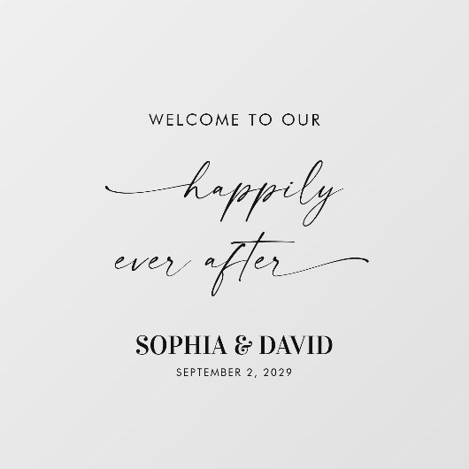 ようこそ私たちの幸せな永遠に鏡デカール ウィンドウサイン (シート)