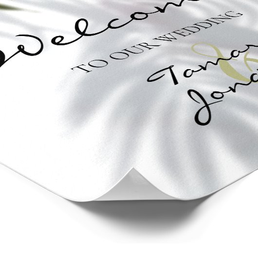 ようこそ私たちの手のひら結婚の蘭の影ビーチ ポスター (角)