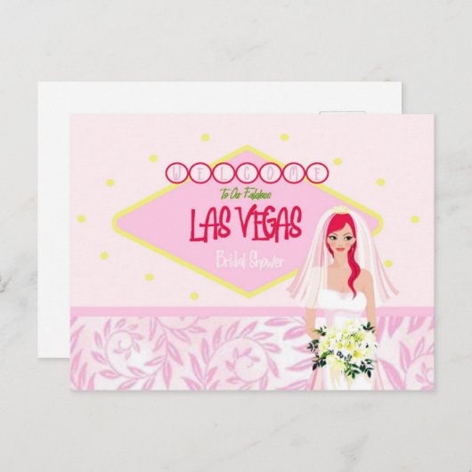ようこそ私たちの素晴らしいラスベガスブライダルシャワーポー インビテーションポストカード (正面/裏面)