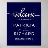 ようこそ私たちの結婚の |ネイビーブルー記号 ポスター (正面)