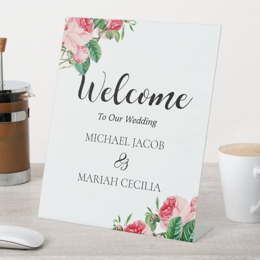 ようこそ私たちの結婚の | フローラ結婚の歓迎 台座サイン (インサイチュ)