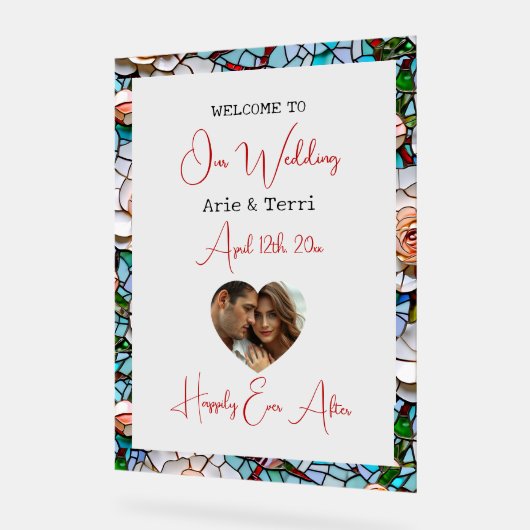 ようこそ私たちの結婚の | モザイクタイル及びガラス アクリルサイン (傾斜)