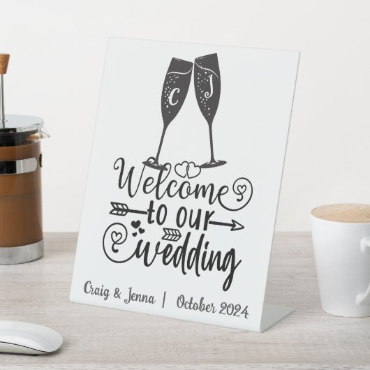 ようこそ私たちの結婚トーストカスタムー 台座サイン (インサイチュ)