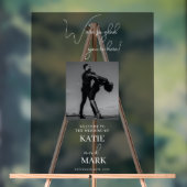 ようこそ私たちの結婚フォトバナー曇り黒 アクリルサイン (ニュートラル)