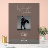 ようこそ私たちの結婚フォトバナー曇り黒 アクリルサイン (ウェディング)