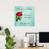 ようこそ私たちの結婚ヴィンテージレッドローズ ポスター (ホームオフィス)