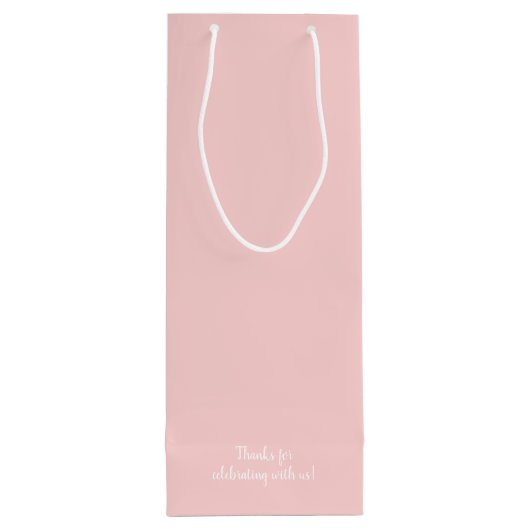 ようこそ私たちの結婚赤面ピンク ワインギフトバッグ (裏面)