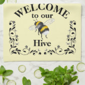 ようこそ私たちの蜂の巣クラシック キッチンタオル (折り畳み)