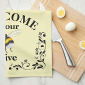 ようこそ私たちの蜂の巣クラシック キッチンタオル (四つ折り)