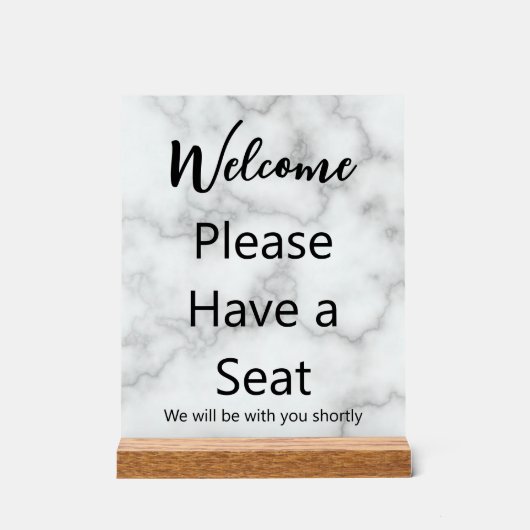 ようこそ私たちはあなたと一緒に座って下さい アクリルサイン (正面)