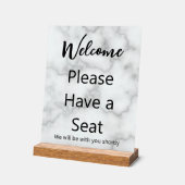 ようこそ私たちはあなたと一緒に座って下さい アクリルサイン (傾斜)