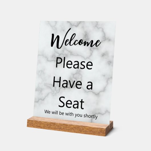 ようこそ私たちはあなたと一緒に座って下さい アクリルサイン (傾斜)