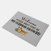 ようこそ私のドイツの羊飼いに踏み出さないで ドアマット (アングル)