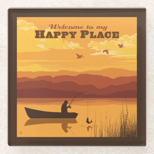 ようこそ私の幸せな場所へ ガラスコースター (正面)