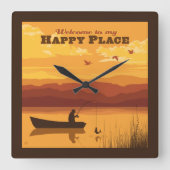 ようこそ私の幸せな場所へ スクエア壁時計 (正面)