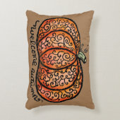 ようこそ秋のフィリグリーカボチャ アクセントクッション (正面(垂直))