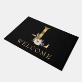 ようこそ秋モノグラムLとカボチャdoormat ドアマット (アングル)