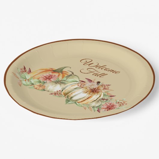 ようこそ秋 かわいらし ペーパープレート (アングル)